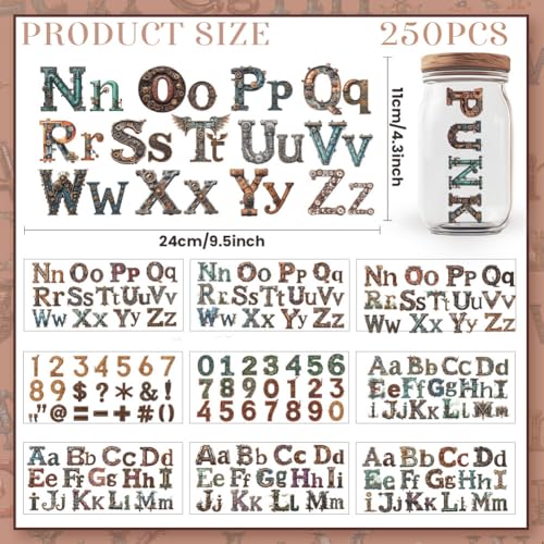 10 Sheets Steampunk Gear Letters UV DTF Cup Wraps, 10 Styles 26 Alphabet Punk-Inspired Mechanical Style Cup Wrap Decals Waterproof Rub on Transfer Stickers for Glass Cups Furniture - style: Letters