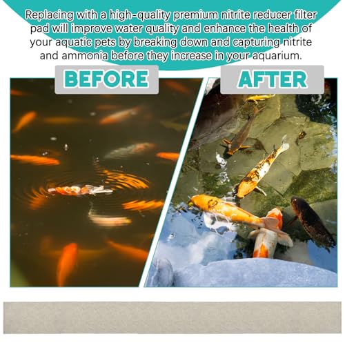 Treela 10 x 36 Inch Ammonia Reducer Filter Pad Fish Tank Filter Pads Ammonia Remover Aquarium Cut to Fit for Aquariums and Pond Reducing Infused Media Pad