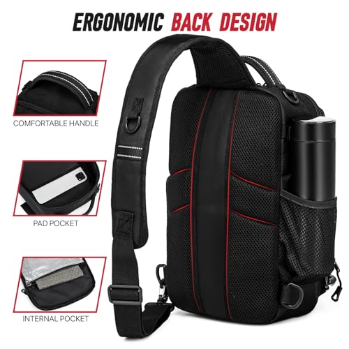 Fishing Sling Bag, Fishing Bag With Rod Holder Fixed Stickers, MOLLE System, Soft Bait & Gear Storage, Gift for Men Black - color: Black