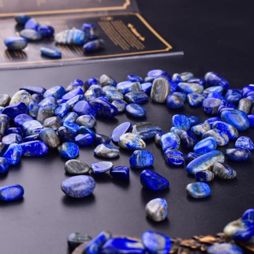 Polished Lapis Lazuli Crystal Bulk - 0.5" Colorful Tumbled Stone Chips Rocks, 10 oz Crushed Sea Glass Vase Filler Small Stones for Healing, Reiki, Crafting, Home Decor - color: Lapis Lazuli, size: 0.5"