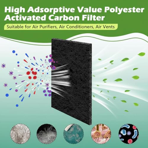 Cut to Fit Activated Carbon Air F ilter Sheet 16"x 48"x 1/4",Universal Charcoal Replacement F ilter Pad for Air Purifier,Furnace,AC,Range Hood,3D Printer - style: 16" x 48"(black)
