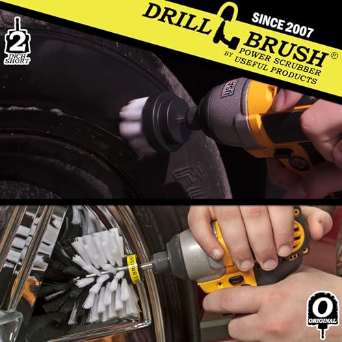 Car, Motorcycle, Truck, Boat - Cleaning Supplies – Drill Brush – Soft White Detailing Brush Kit - Car Wash - Spin Brush - Wheel Cleaner - Interior, Vinyl, Upholstery, Fabric, Leather Seat Cleaner - color: White