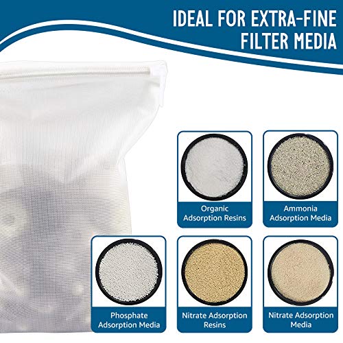 Media Bags for Aquarium - Extra Fine Mesh Bag - 10 PCS Fine Mesh Reusable Nylon Net Filter Bags with Plastic Zipper for Extra Fine Resins Filter, 7.9 x 5.5 Inch - color: Extra Fine, White 10Pack, size: 7.9 x 5.5 Inch