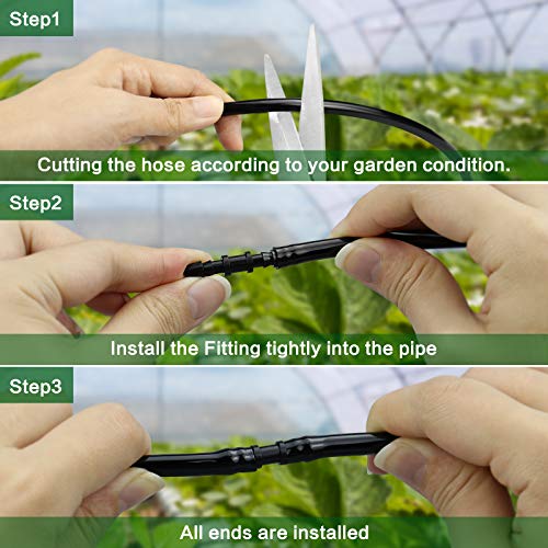Drip Irrigation Coupling Fittings-110 Pieces Couplers for 1/4” Tubing,Barbed Connectors for Drip or Sprinkler Systems - size: 110P-Coupling Fittings