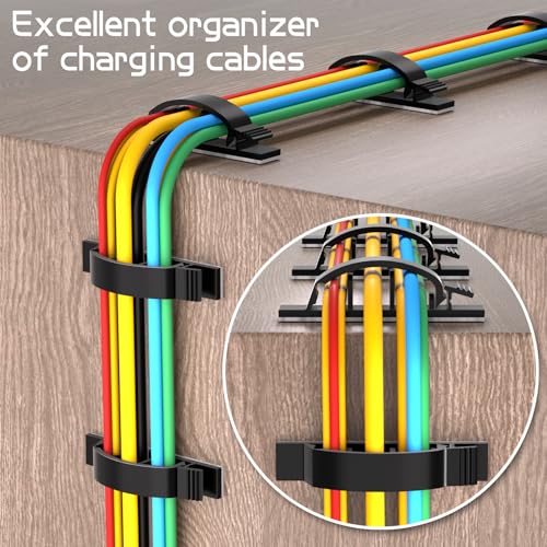 XHF 50pcs Adhesive Cable Wire Clips Black, Outdoor Cable Management Wire Organizer Cord Holder for Under Desk, Car, Wall, TV PC Ethernet Cable - color: Black, size: 3 cords slots-50pcs