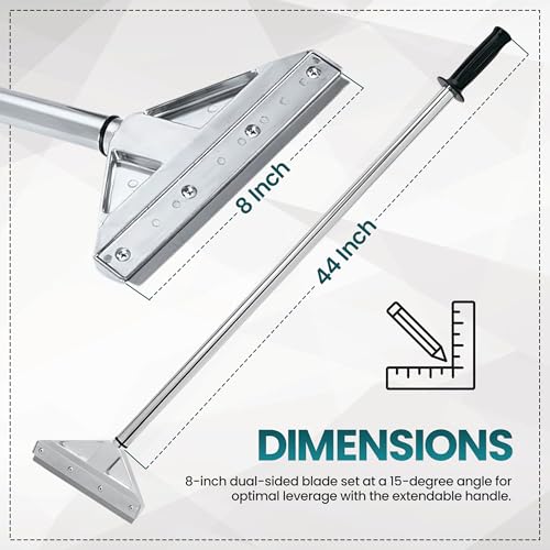 Razor Blade Scraper Tool with 8 Inch Aluminum Blade - Floor Scraper Tool with 3" to 6" Telescoping Handle Comfortable Cushion Grip by KP Operating Supply - size: Pack of 1