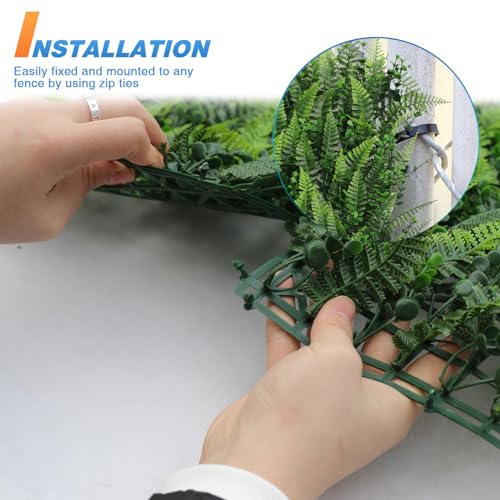TANG 20"x20"-1PC Artificial Greenery Boxwood Panels Grass Wall Panel, Faux Privacy Fence Ivy Screens Backdrop Fake Hedge for Indoor Outdoor Wedding Décor, Style-10 - color: 20"x20" Panel-10, size: 20"x20"