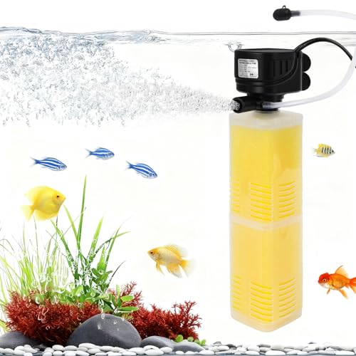 Fish Tank Pump And Filtration System 40-150 Gallon water Tank Fish Tank Filter With Wave Generator Oxygenation Circulation, 320 Gph 4-In-1 Water Tank Power Filter, Multi Stage Filtration 110 V 60 Hz