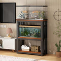 Adjustable 2-Tier Aquarium Stand - Heavy Duty Fish Tank Table for Home & Office, 100kg Capacity, Rimless Design, Fits 90x40cm (35.4x15.7in) Aquariums, Brown Finish - color: Brown, size: 90x40cm/35.4x15.7in