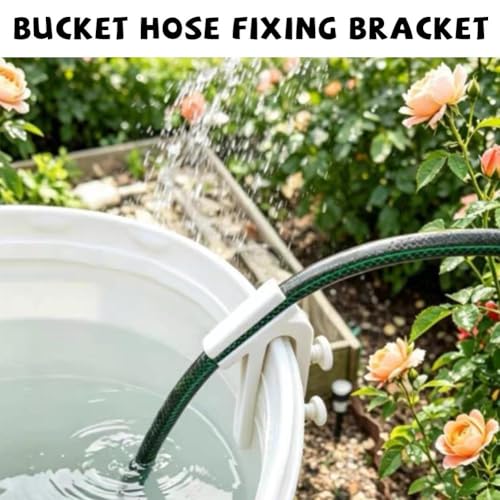 Adjustable Curved Hose Holder Clamp, Heavy Duty Bucket Mount Water Pipe Clip with Double Thumb Screws, Easy Install Aquarium Water Change & Garden Irrigation Hose Fixer (Blue) - color: Blue