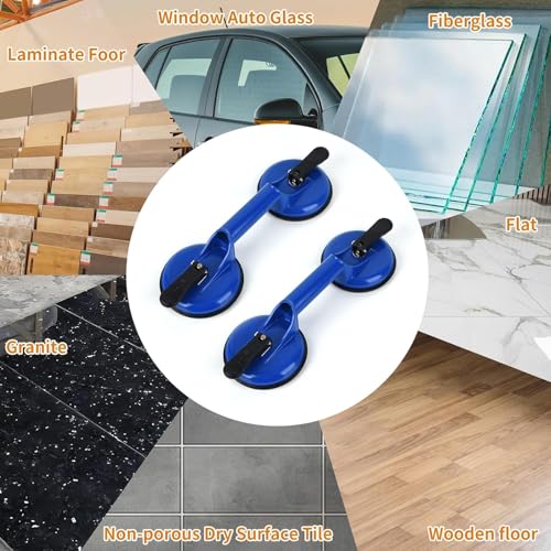 FCHO Glass Suction Cups Heavy Duty Aluminum Vacuum Plate Handle Glass Holder Hooks to Lift Large Glass/Tile Suction Cup Lifter/Dent Puller/Bathroom Safety Grab Bar (White2 Pack) - color: White