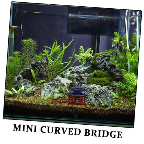 Mini Pavilion Curved Bridge Aquarium Ornament for Fish Tank Decoration Ceramic Landscape Adornment for Garden and Decor Unique Indoor and Outdoor Decor