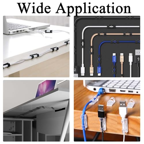 40 PCS Cable Clips Black (Small & Large),Adhesive Cable Clips for Wall,Finisher Wire Clamp for TV PC Laptop,Cable Management Clips Outdoor Light Clips - color: 40PC Black