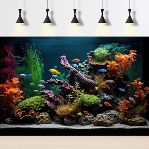 Aquarium Background Lush Aquatic Colorful Plants Terrarium Background Redwood Root Coral Reef Jungle Style Fish Tank Background Amazing Underwater View Aquarium Backdrop Wallpaper Poster Vinyl 24x12in - color: Orange, size: 24(W)x12(H)inches/ 60(W)*30cm(H
