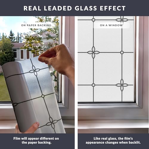 Victoria Window Privacy Film by Artscape - Textured Leaded Glass Design, Static Cling, Allows Natural Light in, UV Protection, Non-Adhesive Water-Applied Installation, Made in USA - 36 x 72 Inch - color: Victoria