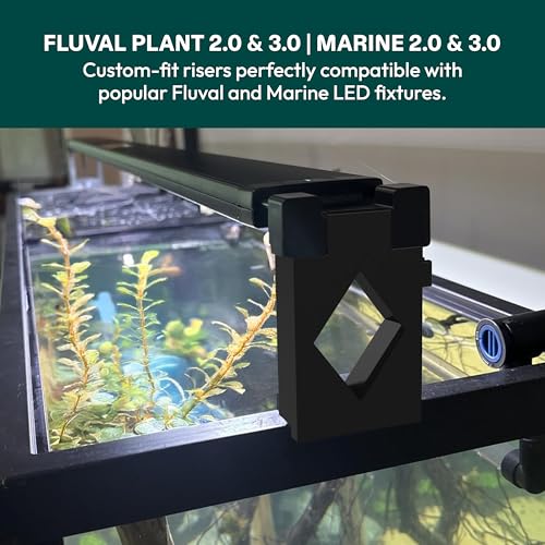Aquarium Light Risers for Fluval Plant & Marine 3.0 & 2.0 LED | Heat-Resistant Polymer Stand | Toolless Easy Install (6-Inch) - size: 6-Inch