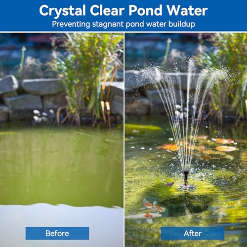 40W Solar Pond Pump with Filter Kit, Foldable Solar Panel & 3-Stage Filtration System, 4 Nozzles Pond Filter for Outdoor Ponds, Garden Waterfalls, Koi Ponds & DIY Water Features - style: 40W-Solar Powered