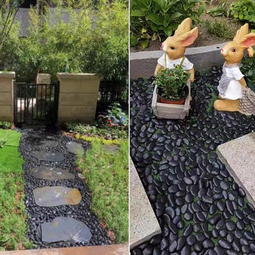 HappyFiller 18 LB Black Pebbles Decorative Polished Terrarium Rocks Stones for Aquarium,Fish Turtle Tank,Fountain,Plants Top Dressing,Cactus,Succulents,Garden Landscaping,0.8-1.6 Inch - color: Black