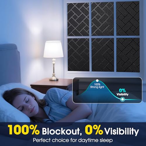 Coavas Total Blackout Window Privacy Film 100% Light Blocking & UV Protection, Static Cling Frosted Privacy Cover No Glue Heat Control Room Darkening Shade for Bedroom, Nursery, 17.5 x 118 inches - color: Blackout, size: 17.5 x 118 Inch