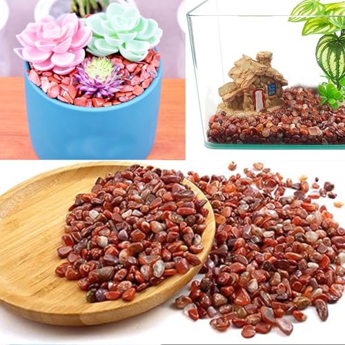 Pebbles Polished Gravel,Natural Polished Stones for Flower Bed Fish Tank Plants 3.5-Oz(Red) - color: Red