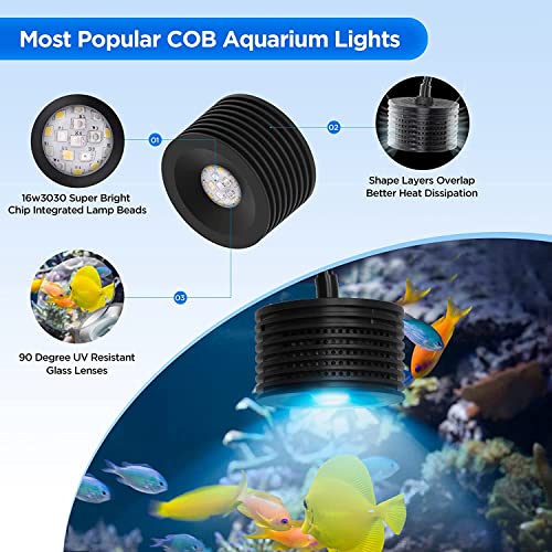 Lominie LED Aquarium Light, Full Spectrum Fish Tank Clip-on Saltwater Planted Light With Adjustable Gooseneck for Coral Tanks, Dimmable Nano Refugium Supports Remote WiFi - size: A20-S