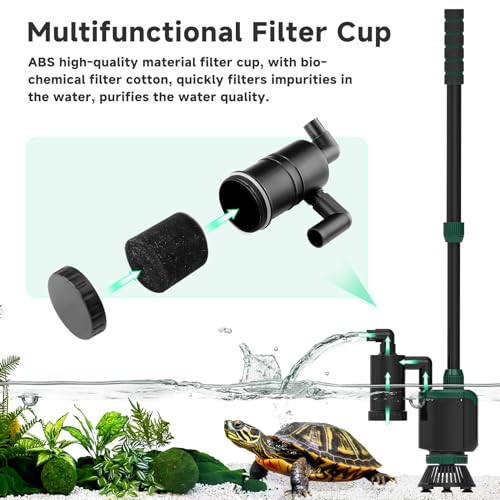 AQQA Fish Tank Cleaner, 34W 600GPH DC Gravel Vacuum for Aquarium, 6 in 1 Aquarium Vacuum Gravel Cleaner Adjustable Water Flow Cleaning Tools for Change Water Wash Sand Water Filter Water Circulation