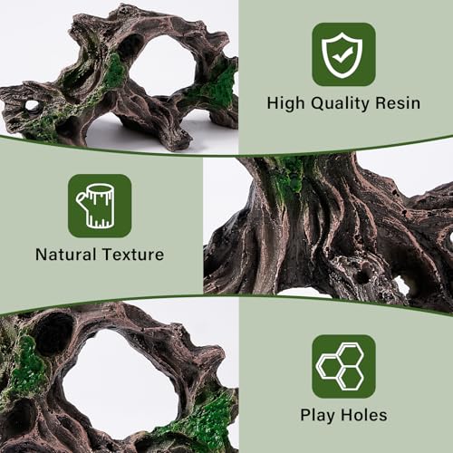 5pcs Driftwood Cave Aquarium Decor, Fish Tank Decorations Silk Aquarium Plants for Betta Fish Tank acccessories (Driftwood) - color: Driftwood Cave