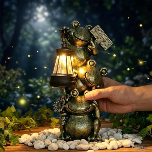 Realistic Frog Resin Figurine Glass Fish Tank Edge Hanging Ornament Outdoor Garden Flower Pot Rim Decor Animal Statue for Aquarium Patio Yard Home Decoration (Copper Colored Frog) - color: Copper Colored Frog