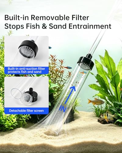 6ft Siphon Hose Fish Tank Cleaner, Aquarium Water Changer，Gravel Vacuum for Aquarium Sand & Gravel – Premium Designed for Superior Cleaning Performance, Safer Material, Battery-Free Design | Superior Cleaning Power;Safer Design – No Electricity, No Chemic
