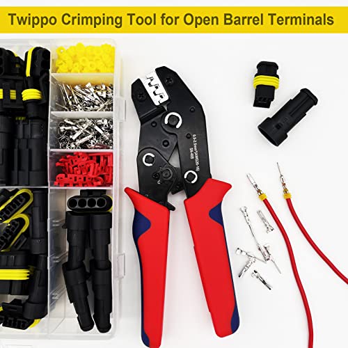 352Pcs Waterproof Electrical Connector Terminals Automotive Electrical Wire Connectors 1/2/3/4 Pin Connector with Ratchet Crimping Tool - color: 352pcs With Crimper