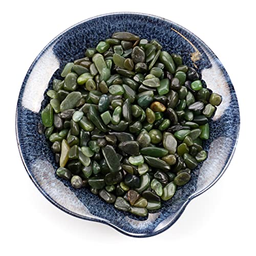 Cherry Tree Collection 1/2 Pound Polished Tumbled Gemstone Chips, Pebbles, Crystal Chips Bulk for Jewelry Making, Healing, Plants, Succulents, Aquariums, Decoration, Chakra (Nephrite Jade) - color: Nephrite