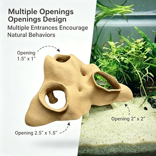 Aquarium & Terrarium Corner Cave Faux Mangrove Root Hideout for Fish, Shrimp, Geckos, Snakes, Natural-Look Reptile Tank Decor in Textured Root Style, Desert Tan, PLA Material, 7.5''x7.5''x4''
