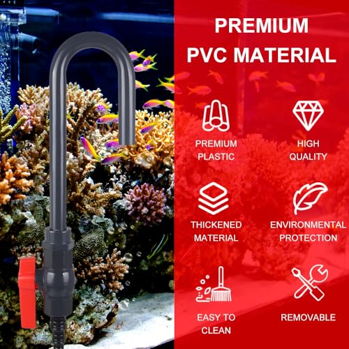 MiOYOOW Aquarium Water Changer, PVC Aquarium Water Filler Hanging Fish Tank Hook Filler with Flow Switch for 1/2“, 5/8”, 3/4” Hose