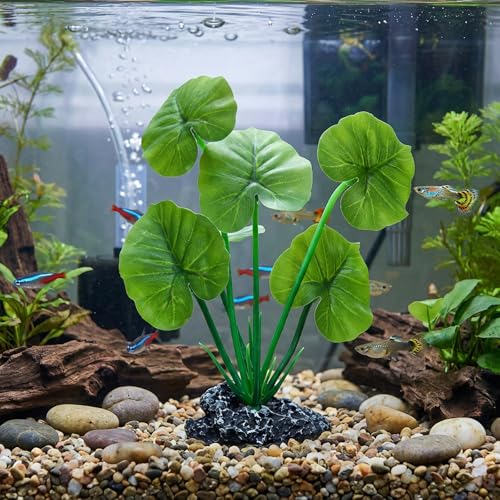 2 Pack Aquarium Silk Aquarium Plants, Artificial Plastic Plant for Small Tank, Goldfish, Fish Hides (6 Inch)