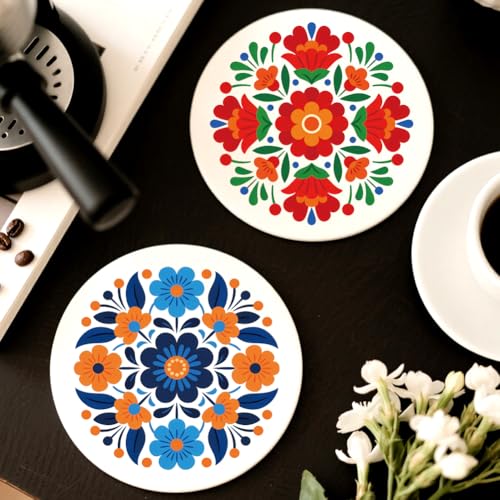 Peacoblue 18 Sheets Rub on Transfers for Crafts, Mexican Flowers 3.6"x3.9" UV DTF Cup Wraps Waterproof Cold Transfers Stickers for Wood Glass Metal Cup Tumblers Mirrors Mugs Home Decor - style: Mexican Flowers