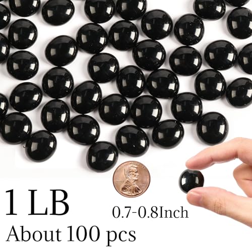 1lb Black Glass Marbles for Vase, Black Flat Glass Beads, Decorative Pebbles for Vase Fillers, Fish Tank, Plants, Flower Pots, Fountains, Crafts, Aquarium Rocks and Home Decor - color: Black, size: 1 LB