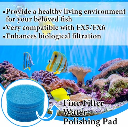 Tranqun 24 Pcs Fine Filter Water Polishing Pad Compatible with Fluval Fx4, Fx5, Fx6 7 x 7 x 0.79 Inches Blue Filter Media Canister Aquarium Water Polishing Pads - color: Polyester Blue, size: 7 x 7 x 0.79 Inches