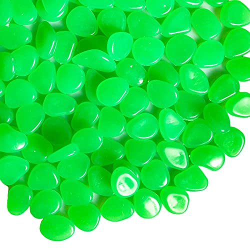 Oubest Glow in The Dark Rocks Glow Pebbles Decor for Garden/Fish Tank/Aquarium/Walkway/Driveway/Plant Pots/Bonsai (100, Green) - color: Green