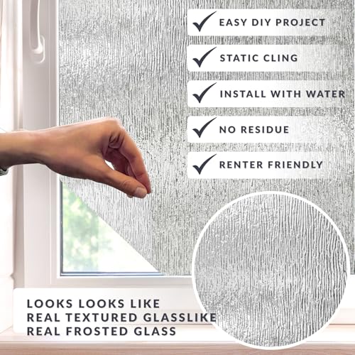 Rain Window Privacy Film by Artscape - Decorative Textured Glass Design, Static Cling, Blocks Views, Not Light, UV Protection, Non-Adhesive Water-Applied Installation, Made in USA - 36 x 72 Inch - color: Rain