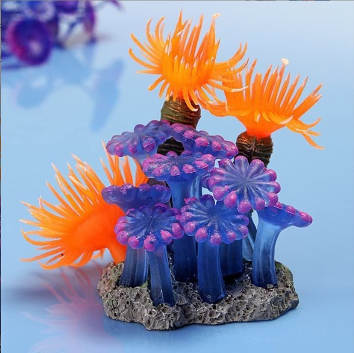 TOPINCN Artificial, Simulation Plant Luminous Silicone Sea Anemone for Fish Landscape Decoration Aquarium Ornaments(2.4 * 2.0 * 3.1inch)