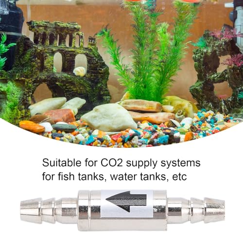 1.6in Stainless Steel 1-Way Valve Aquarium CO2 Check Valve Leak-Proof Water Backflow Prevention for Fish Tank Air Pump