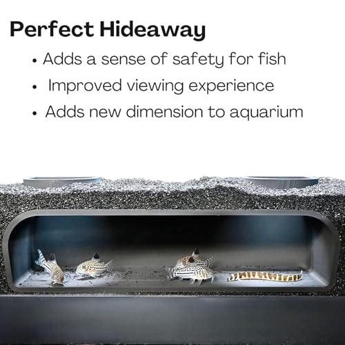 Aquarium Underground Tunnel Cave | Viewing Fish & Shrimp Under Gravel Tunnel | Fish Tank Decor Decoration Hideout Perfect for Corydora Catfish, Kuhli Loach, Clown Loach, Pleco - color: Black