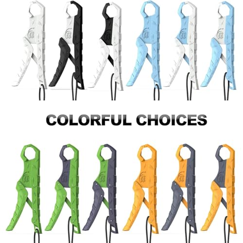 SNAIL TRAIL 7.5''/9'' Floating Fish Gripper, Fishing Grabber, Catfish Mouth Pliers, Caught Bass Holder, Digital Scale Hook Clamp, Saltwater Lip Grip Tool with Lanyard, Gifts for Men - color: White-blue