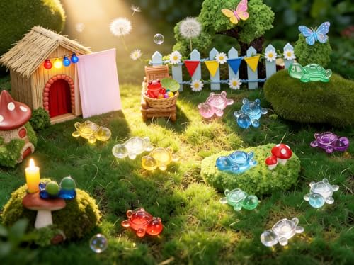 200PCS Mini Resin Turtles Animals Little Figures Bulk to Hide Tiny Plastic Miniature Turtles for Easter Egg Fairy Garden Micro Landscape Aquarium DIY Craft Decor Vase Filler Gifts Party Favors - size: Turtle (200PCS)