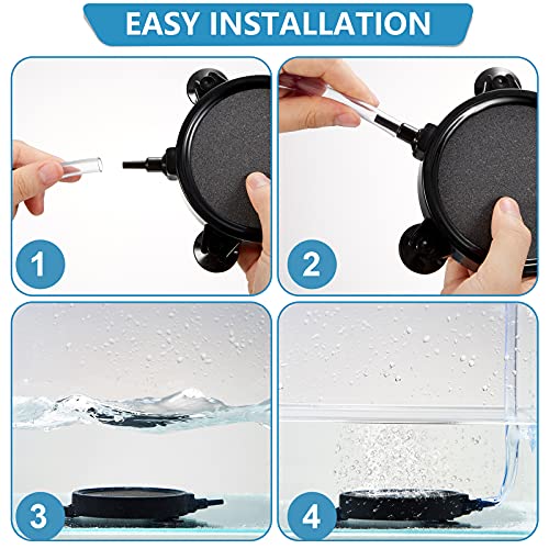 6 Pieces 4 Inch Air Stone Disc Bubble Diffuser Release Tool Fish Tank Bubble for Air Pumps Aquarium Fish Tank Hydroponics Air Pump Dwc Hydroponic Systems and Circulation (Black with Gray)