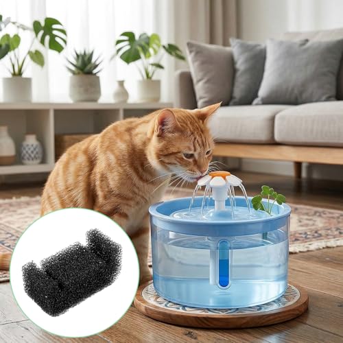24 Pcs Black Pet Fountain Filter Sponges, U Shape Replacement Foam Pre-Filters Sponge for Cat Dog Water Dispenser Universal Pump Protector