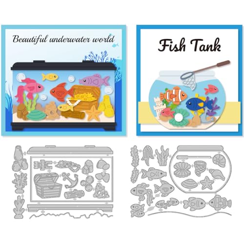 Fish Tank Die Cuts, Carbon Steel Die Cuts Cutting Dies Frame Stencils Scrapbooking Embossing Template Dies for Card Making Party Greeting Embossing Invitation Photo Album - style: Fish Tank