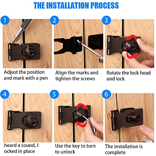 2 Packs Keyed Hasp Locks Twist Knob Keyed Locking Hasp for Small Doors, Cabinets and More,Stainless Steel Steel, Hasp Lock Catch Latch Safety Lock Door Lock with Keys (4inch, Bliack) - color: Bliack, size: Straight 4 Inch