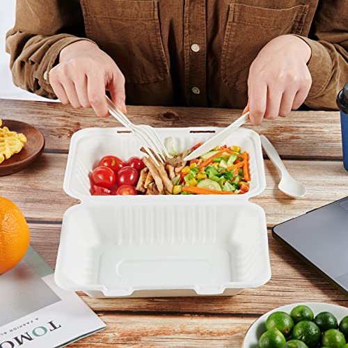 ECOLipak Clamshell Take Out Food Containers, 9 * 6 inch 75-Pack Disposable To Go Containers, To Go Boxes for Food Salad - color: 9*6 in, 1-Compartment,75Pack