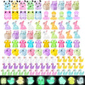 ROYFACC 120Pcs Luminous Mini Resin Animals Tiny Ducks Glow in The Dark Miniature Figures for Dollhouse Micro Garden Landscape Aquarium Decor, Gift for Kids Children